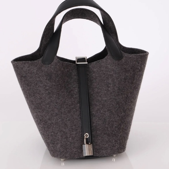 Pre-Owned Hermès 2020 Feutre Wool Swift Picotin 22 MM PHW - Picture 6 of 7